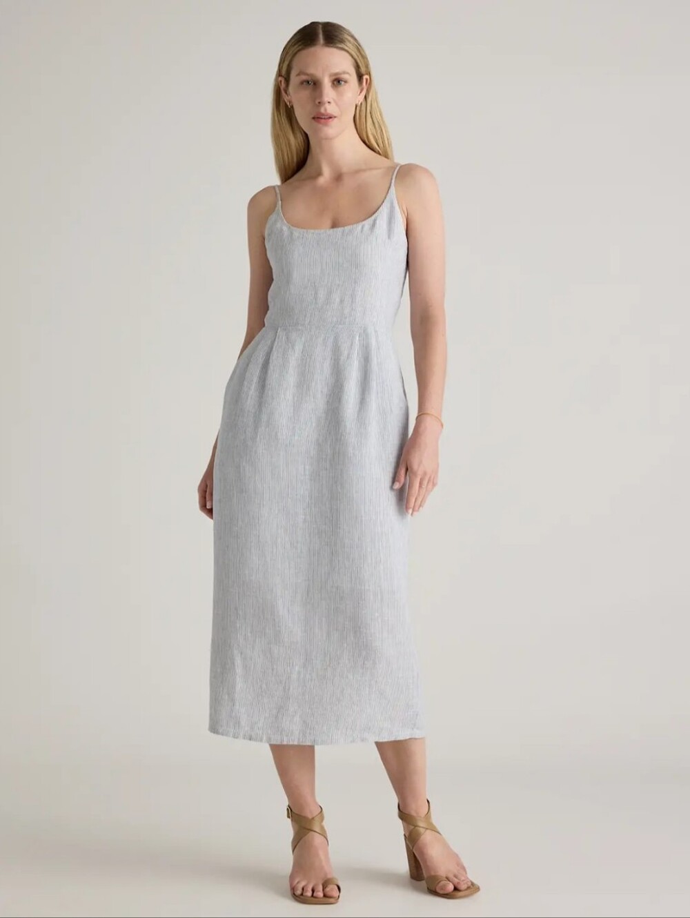 Quince European Linen Scoop Neck Midi Dress Size Small